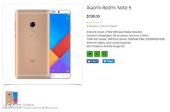 骁龙625+全面屏 红米Note5现身海外购物站