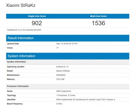 小米新机STRAKZ现身：骁龙625+4G内存