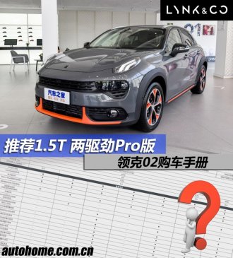 推荐1.5T 两驱劲Pro版 领克02购车手册