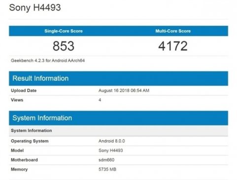 索尼新机现身GeekBench：骁龙660+6GB内存