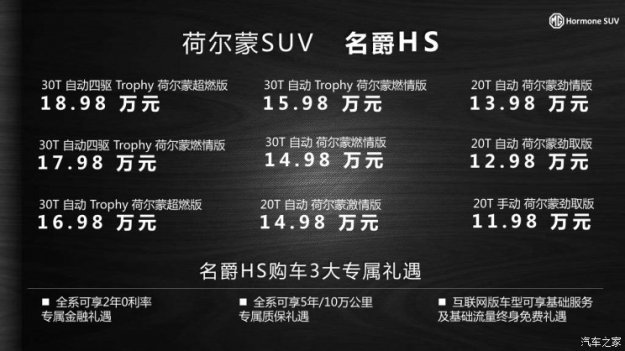 售11.98-18.98万元 名爵HS正式上市