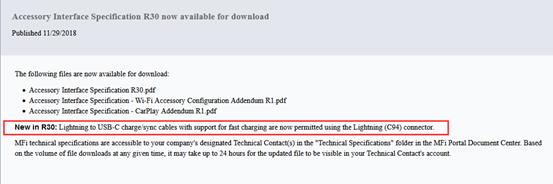 苹果USB-C to Lightning连接器价格曝光：C89和C94每颗2.88美元