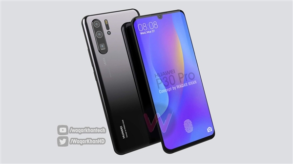 华为P30 Pro最新渲染图曝光：6.4寸2K曲屏