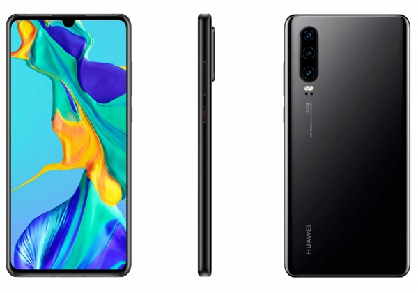 黑色华为P30系列渲染图曝光：双双珍珠屏、上下削平处理