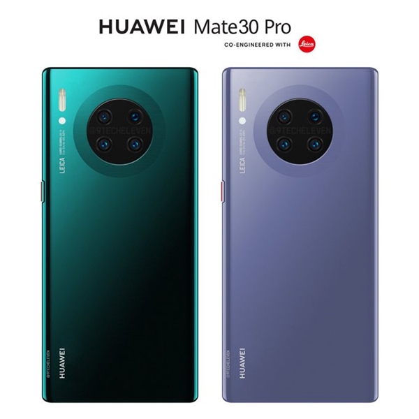 华为Mate 30 Pro概念渲染：圆环形四摄、正面视觉无边框