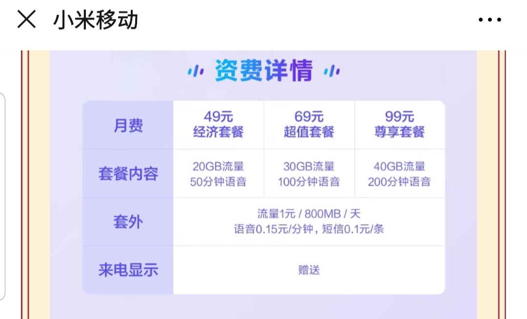 年轻人的专属5G定制卡来了！小米移动推出49元20GB服务