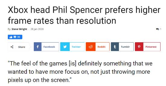 Xbox老大：更希望提高游戏帧数 而非提升分辨率