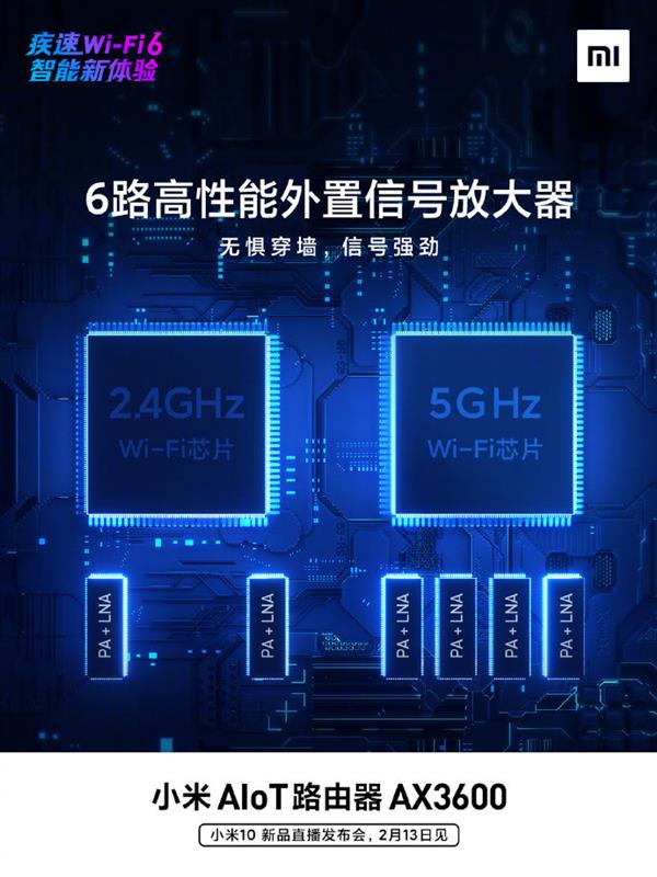 小米10黄金搭档 小米首款Wi-Fi 6路由器亮点前瞻：2月13日发