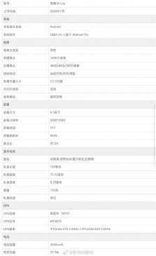 年轻人第一款5G手机？荣耀30青春版曝光