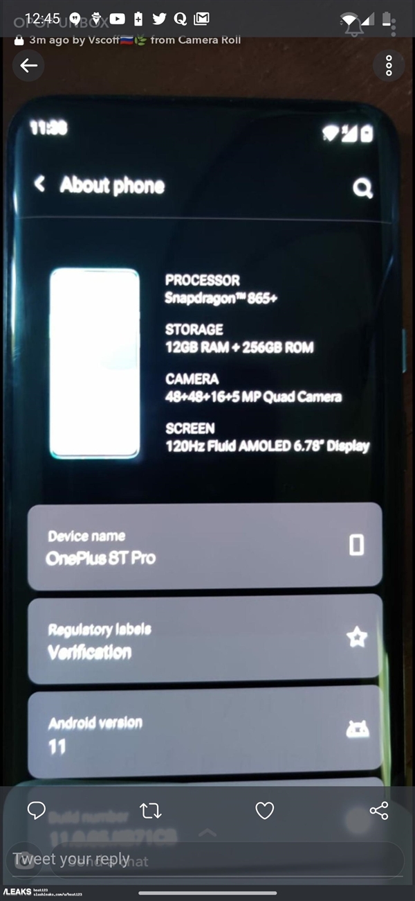 一加8T Pro上手谍照曝光：真全面屏设计、挖孔没了