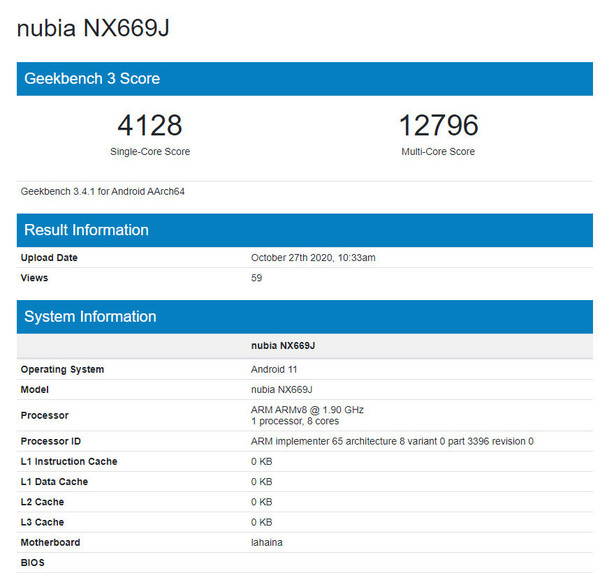 努比亚新机现身跑分网站！性能强悍小核达到1.9GHz
