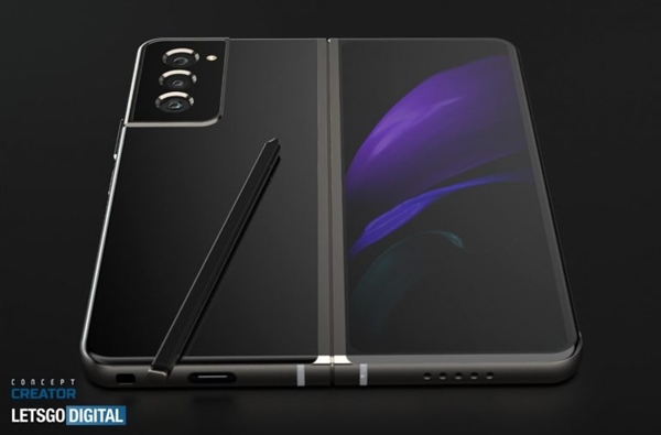 <a href='https://www.samsung.com/cn/' target='_blank'><u>三星</u></a>Galaxy Z Fold 3高清渲染图曝光:搭载屏下摄像头、机身内置S Pen