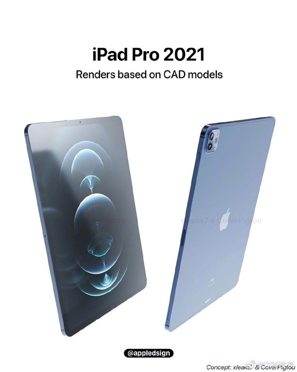 iPad Pro 2021渲染图曝光：Mini LED+全面屏设计 视觉效果拉满