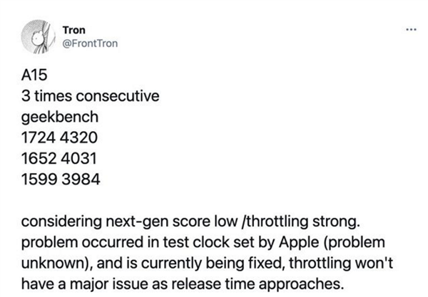 <a href='https://www.apple.com/cn/' target='_blank'><u>苹果</u></a>首度挤牙膏！A15芯片跑分曝光：提升只有个位数
