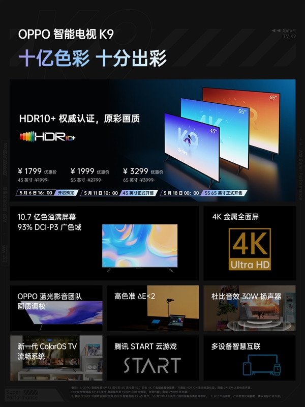 <a href='http://www.oppo.com/cn/' target='_blank'><u>OPPO</u></a>发布入门电视K9系列：三个版本可选 1799元起