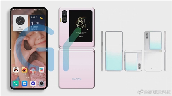 <a href='https://www.huawei.com/cn/?ic_medium=direct&ic_source=surlen' target='_blank'><u>华为</u></a>首款翻盖折叠屏手机渲染图曝光：四边等宽、副屏破行业记录