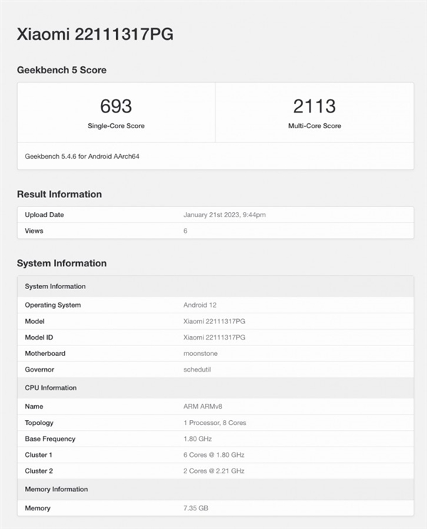 <a href='http://www.mi.com/' target='_blank'><u>小米</u></a>Poco X5跑分现身GeekBench：骁龙695芯片 Redmi Note 12小改款