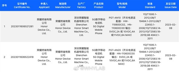 荣耀Magic5 Pro/至臻版入网：标配66W快充