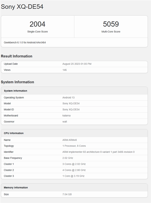 <a href='https://www.sony.com.cn/' target='_blank'><u>索尼</u></a>新一代小屏旗舰！Xperia 5 V现身Geekbench