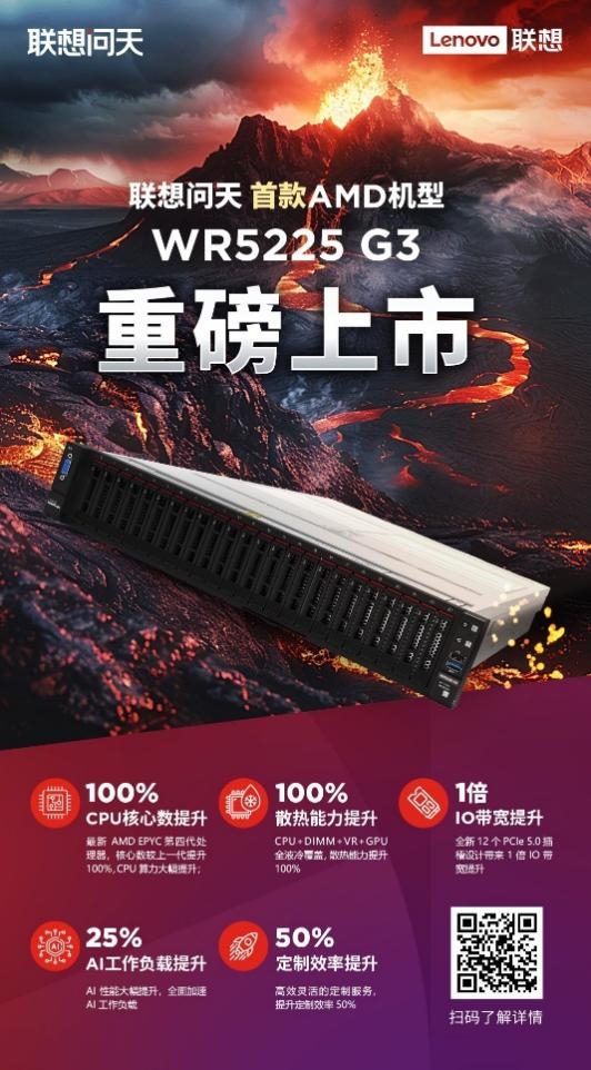 <a href='https://www.lenovo.com.cn/' target='_blank'><u>联想</u></a>首款AMD问天服务器上市！128核霄龙、160个PCle 5.0通道