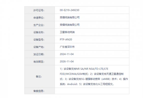 荣耀Magic7 RSR 保时捷设计入网：支持双卫星通信
