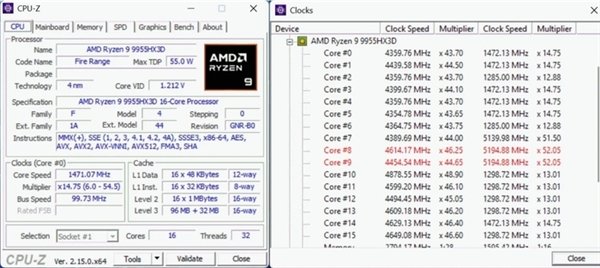 AMD爆发！锐龙9 9955HX3D测试成绩曝光