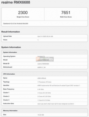 首款天玑9400+性能旗舰！真我GT7跑分曝光
