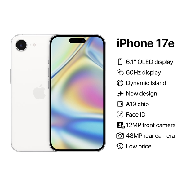 性价比最高的<a href='https://www.apple.com/cn/' target='_blank'><u>苹果</u></a>手机！iPhone 17e外观配置出炉