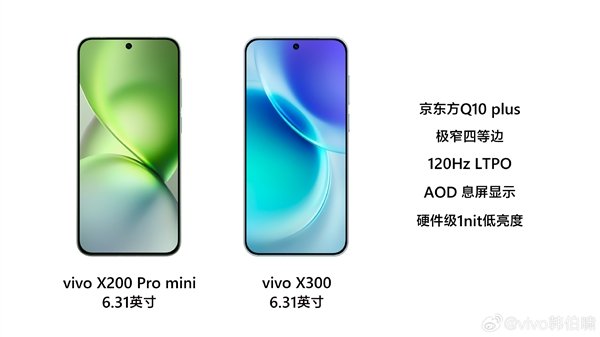6.31英寸最强小直屏！vivo X300屏幕规格揭晓